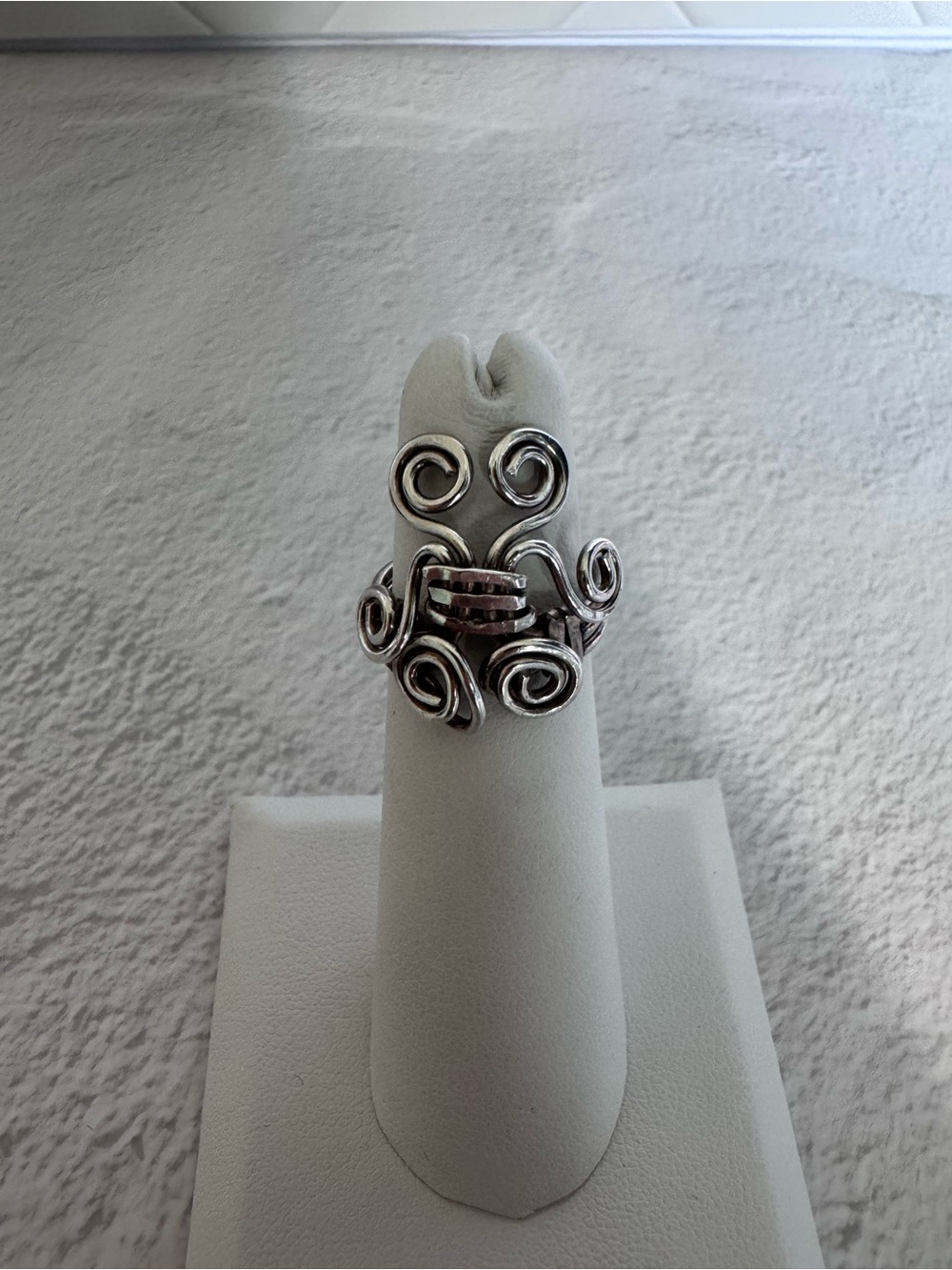 Sterling Silver Swirl Statement Ring - Silver